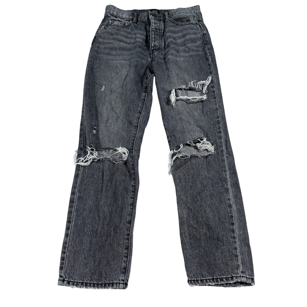 BDG Slim Straight Jeans Women 27 Washed Black Distressed Ripped High Rise Urban